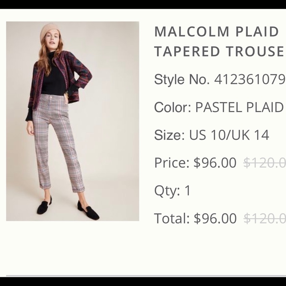 COPY - Plaid cropped work pant